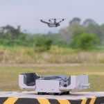 Automatic System Drone Quadcopter with digital camera and fast rotating propellers flying taking video and thermal Photo. 
Explore Rescue UAV Drone